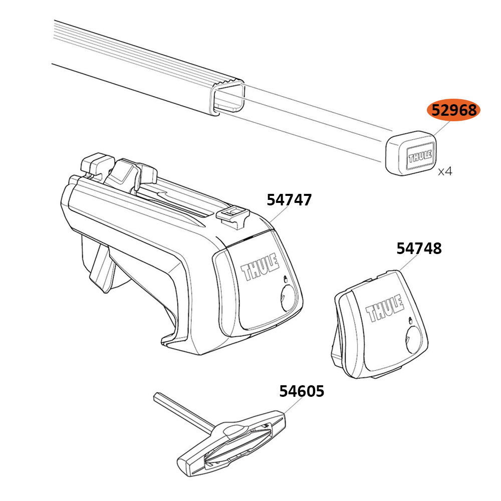 Thule SmartRack SquareBar End Cap 4 Pieces (52968)