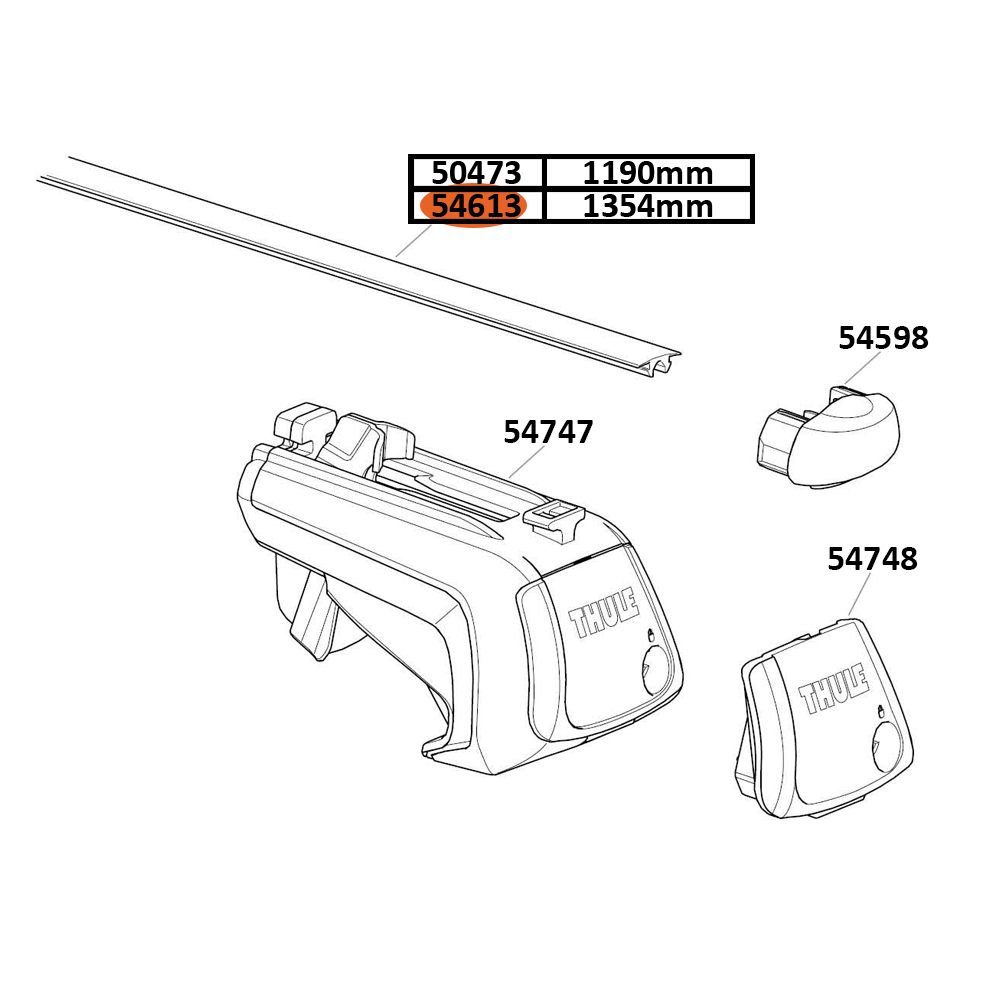 Thule SmartRack Aluminium Cover Strip T-Slot 1354mm (54613)