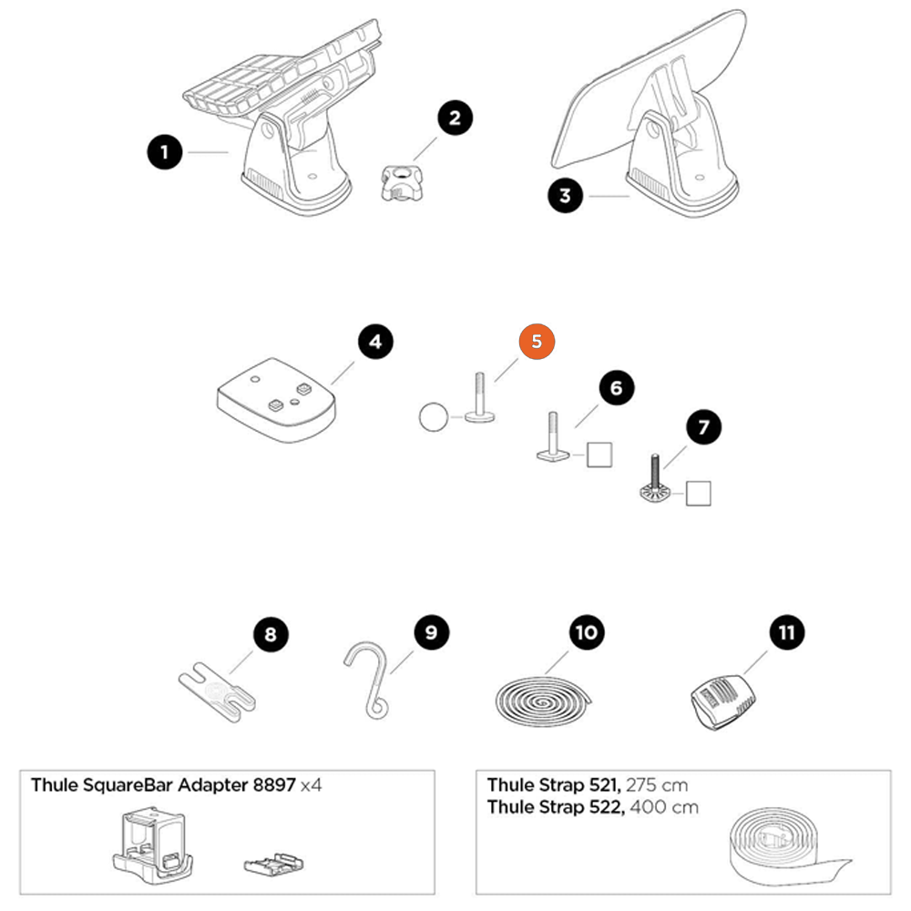 THULE DockGlide T-Bolt M6 Round Head (52832)