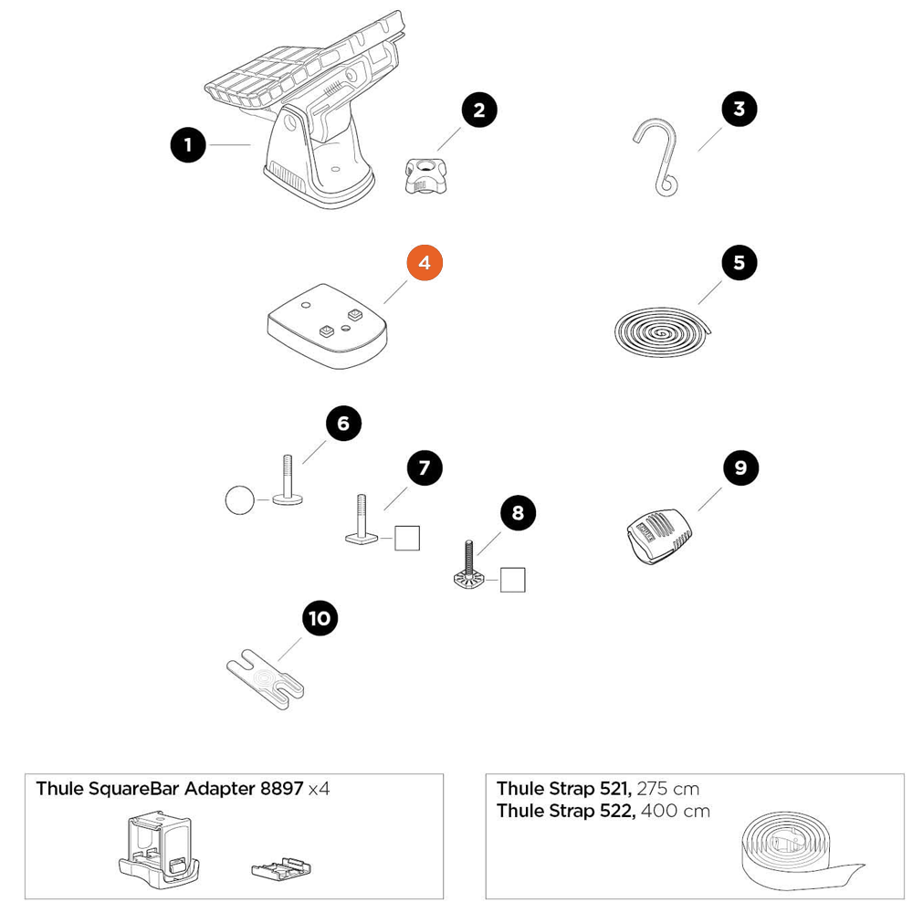 THULE DockGrip Square Bar Adapter (52836)