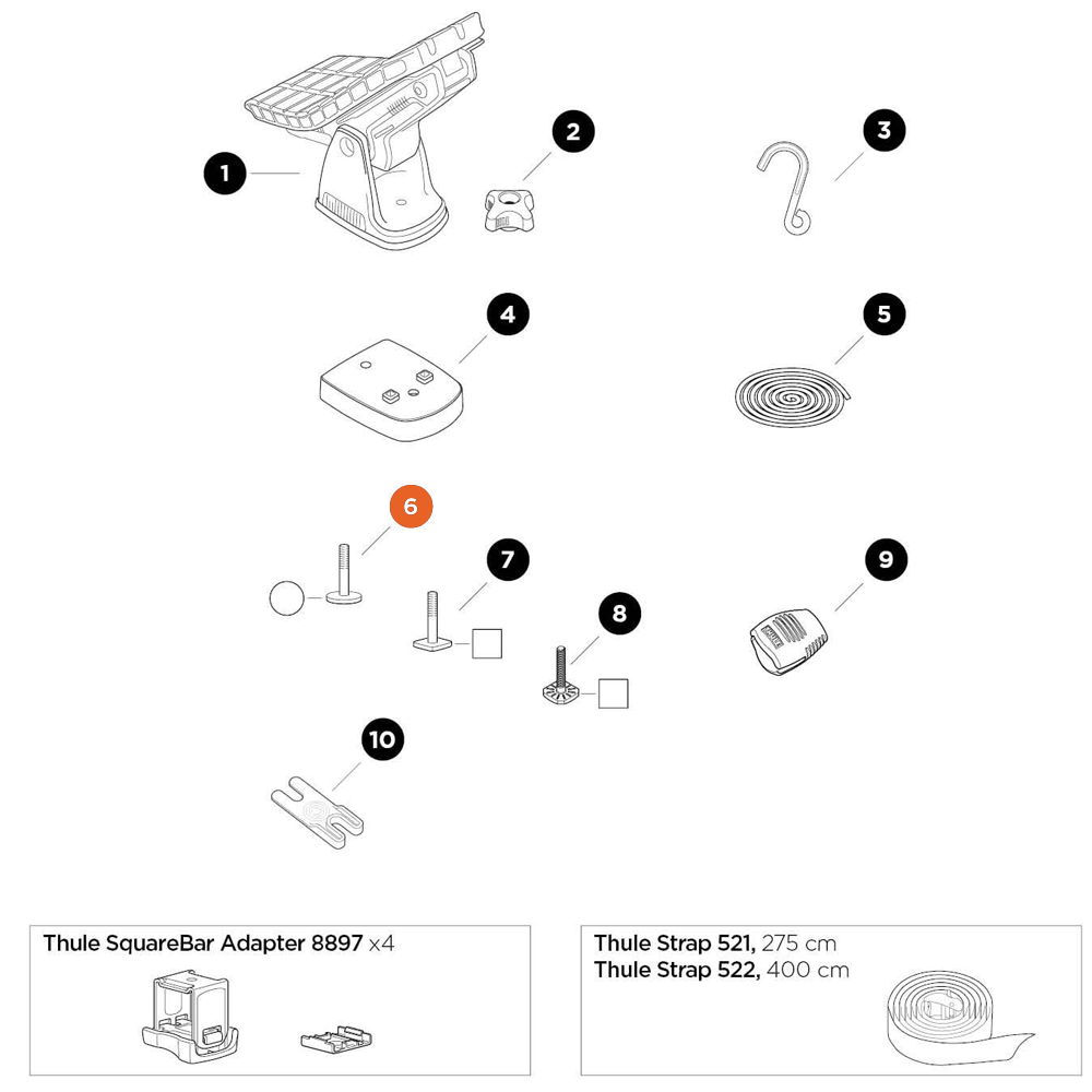 THULE DockGrip T-Bolt M6 Round Head (52832)