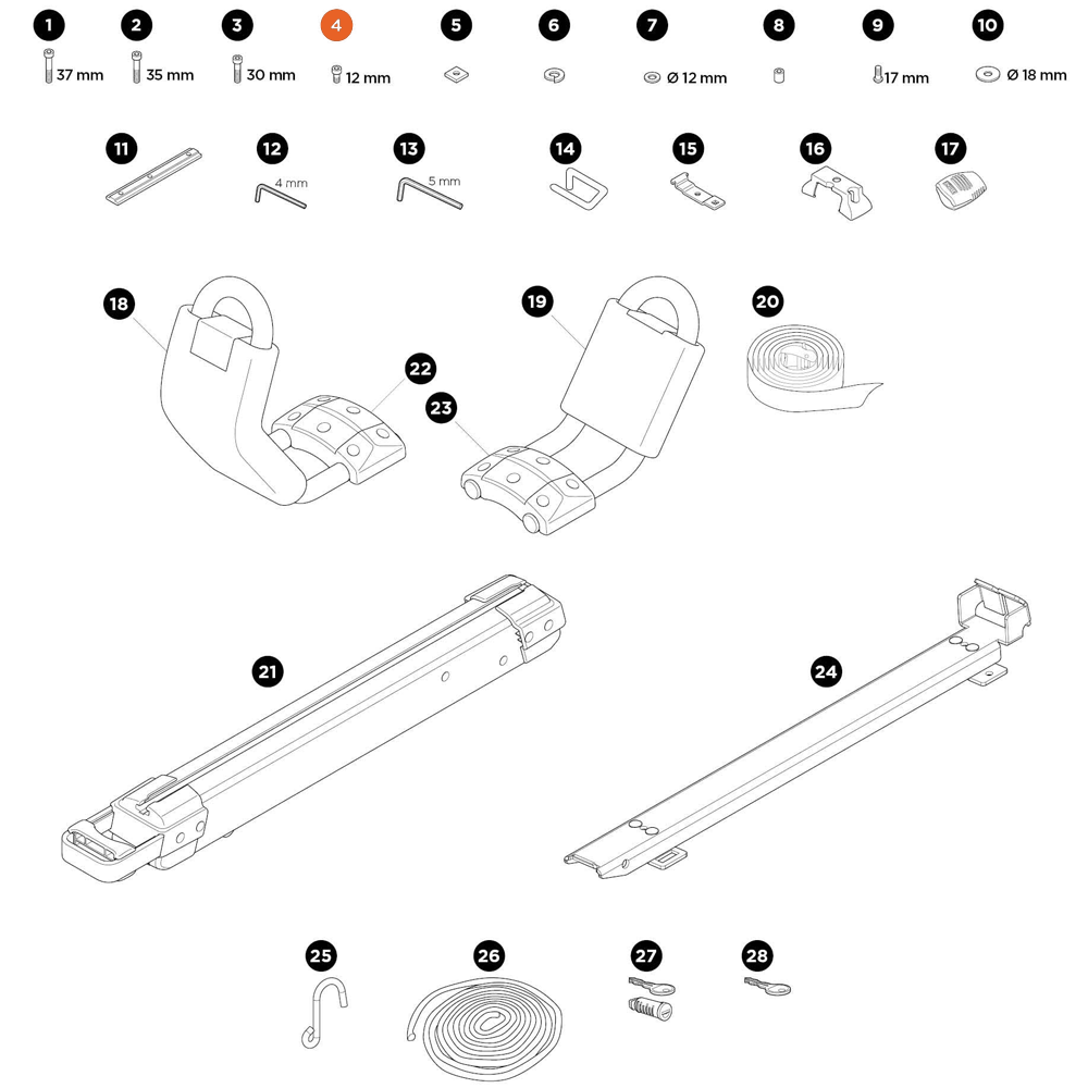 THULE Hullavator Pro Allen Bolt M6x12mm (52637)