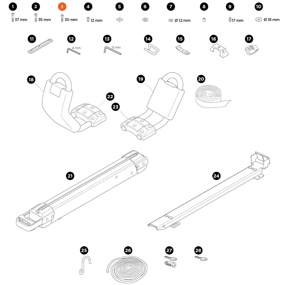 THULE Hullavator Pro M6x30 Socket Head Cap Screw (31464)