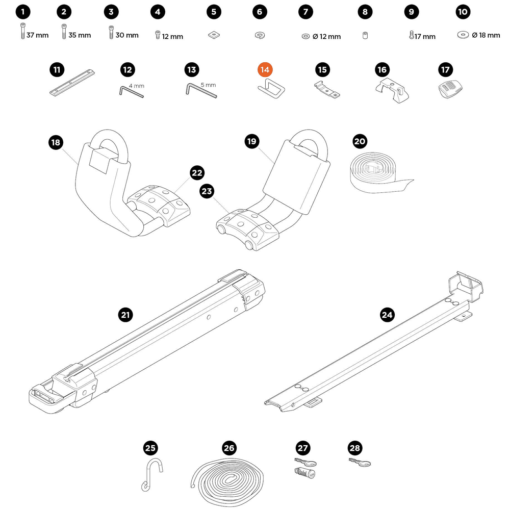 THULE Hullavator Pro Pivot Pin (52643)