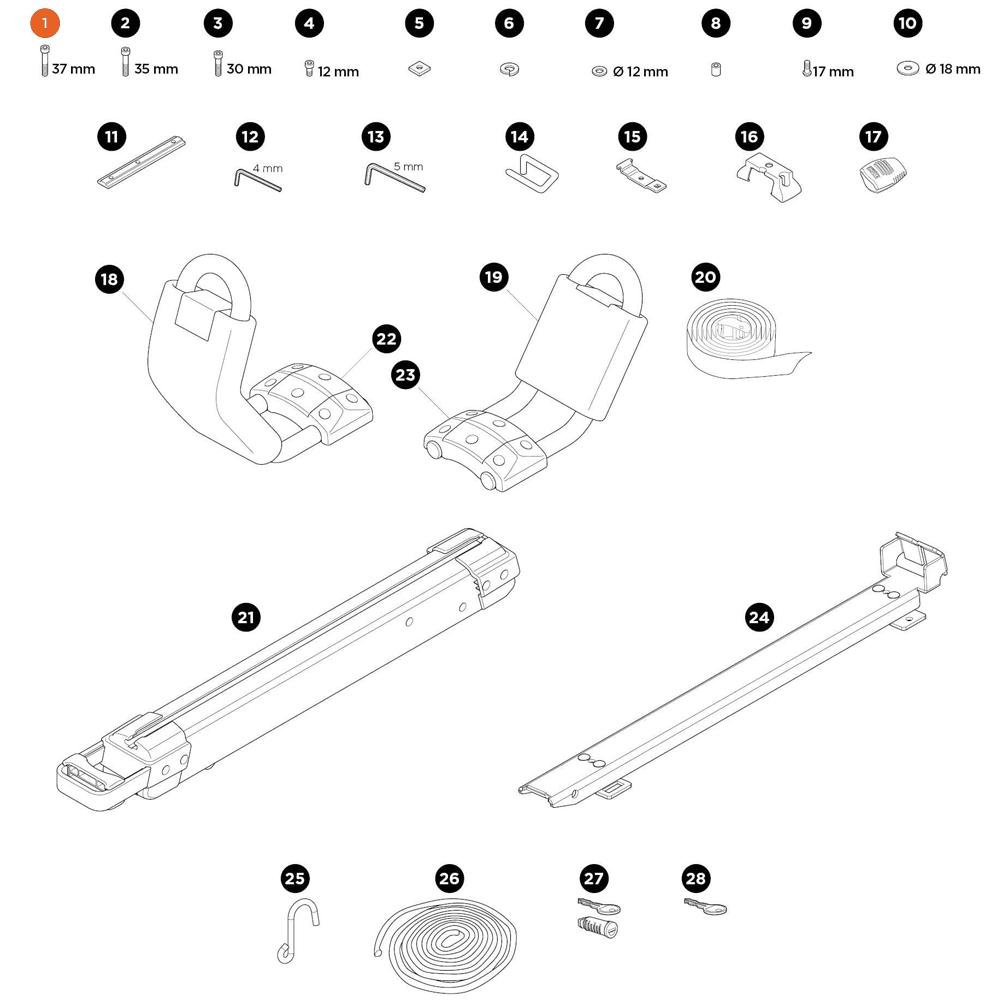 THULE Hullavator Pro Screw MC6S M6X37 (4 pcs) (56000)