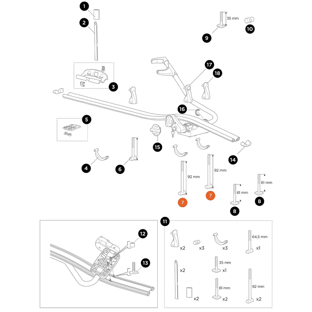 THULE ProRide 591 T-screw 92mm (50553)