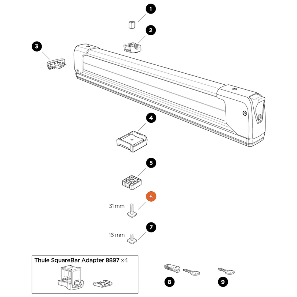 THULE SnowPack T-Bolt M6x31mm (52864)