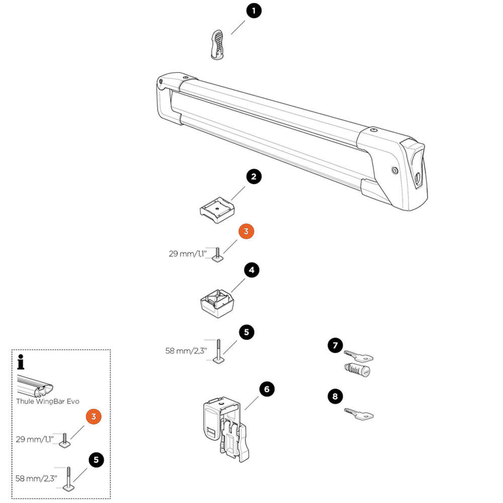 THULE SnowPack T-Track Screw 29mm (54127)