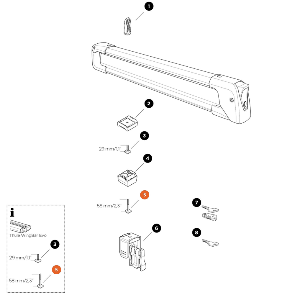 THULE SnowPack T-Track Screw 58mm (54128)