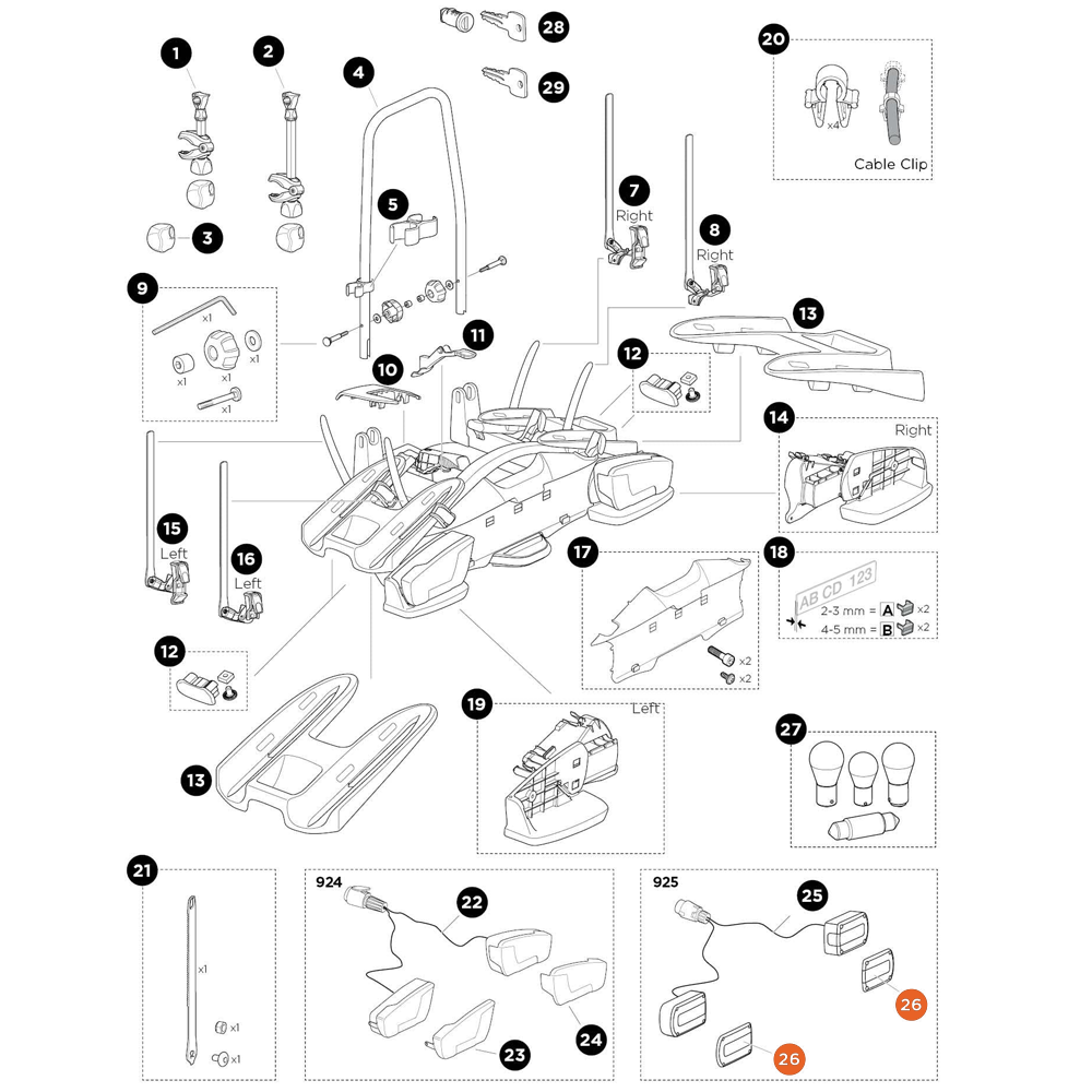 THULE VeloCompact Lamp Cover MiniPoint 7 pin (54406)