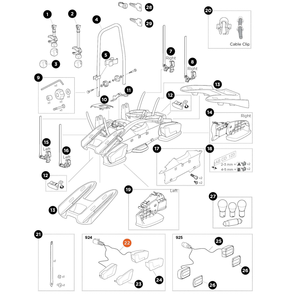THULE VeloCompact Lampset Midipoint V Cable (55033)