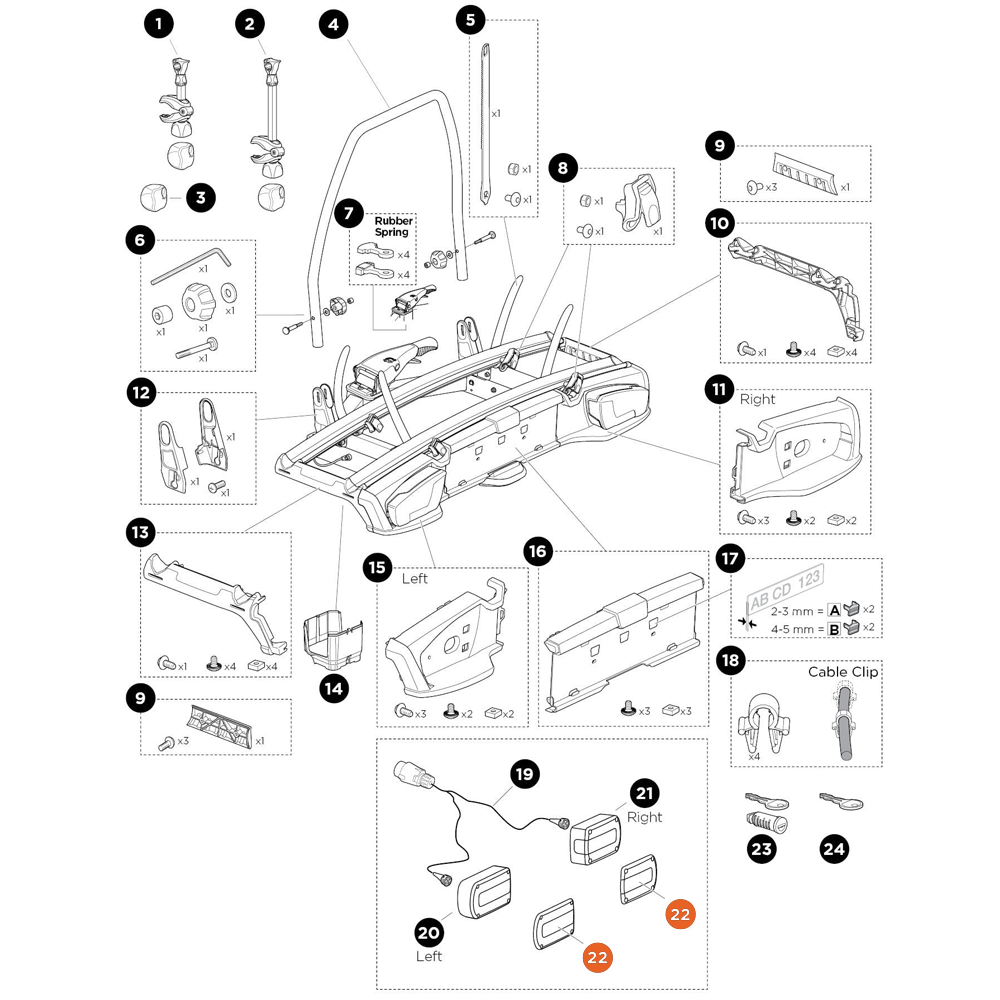 THULE VeloSpace 2 7-pin Lamp Cover MiniPoint 7 pin (54406)