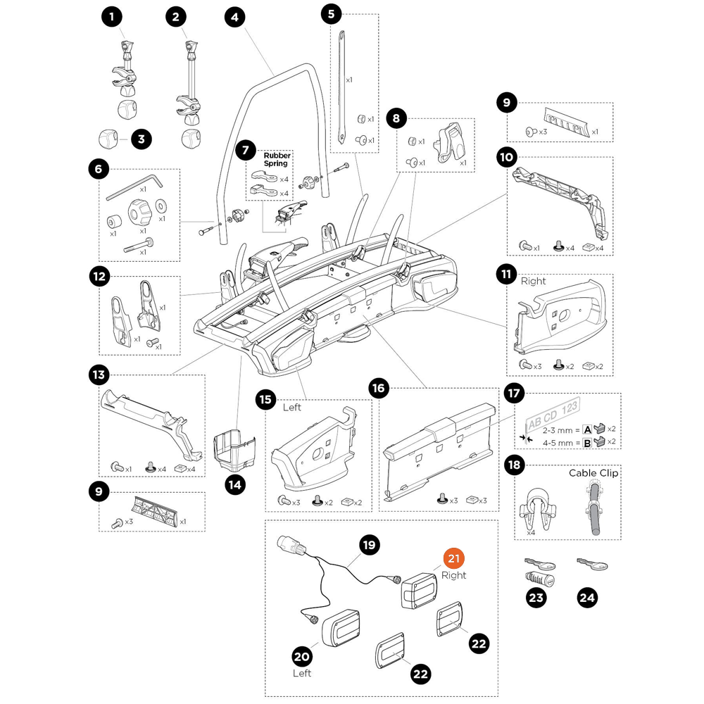 THULE VeloSpace 2 7-pin Lamp Minipoint 7 Pin 2012 righ (52119)