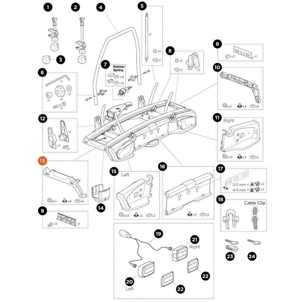 THULE VeloSpace 2 7-pin MtgBag Endcap wheeltrayL 917/8 (52683)