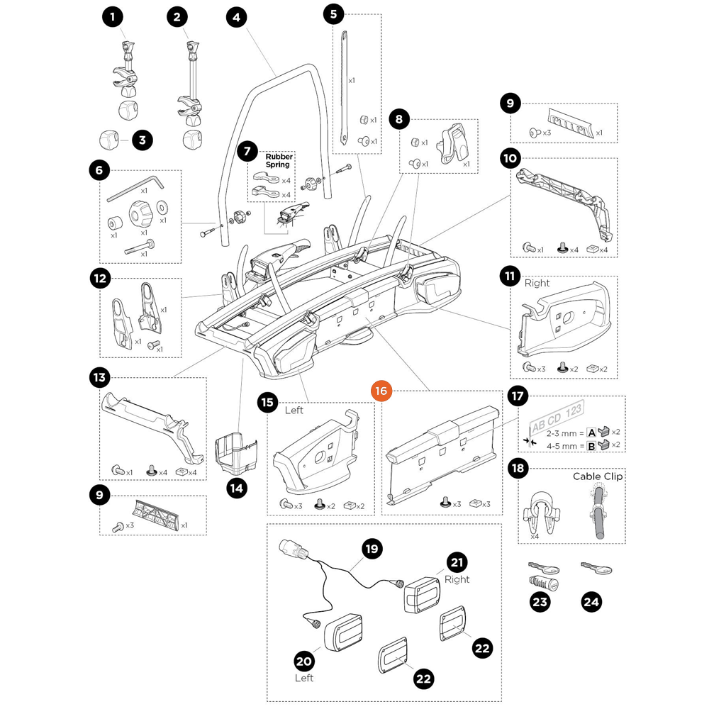 THULE VeloSpace 2 7-pin MtgBag Num-plate holder 917/8 (52689)