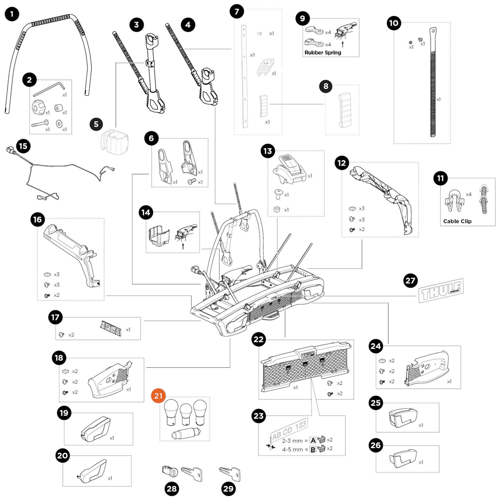THULE VeloSpace 3 Bulb-set midipoint V (55657)