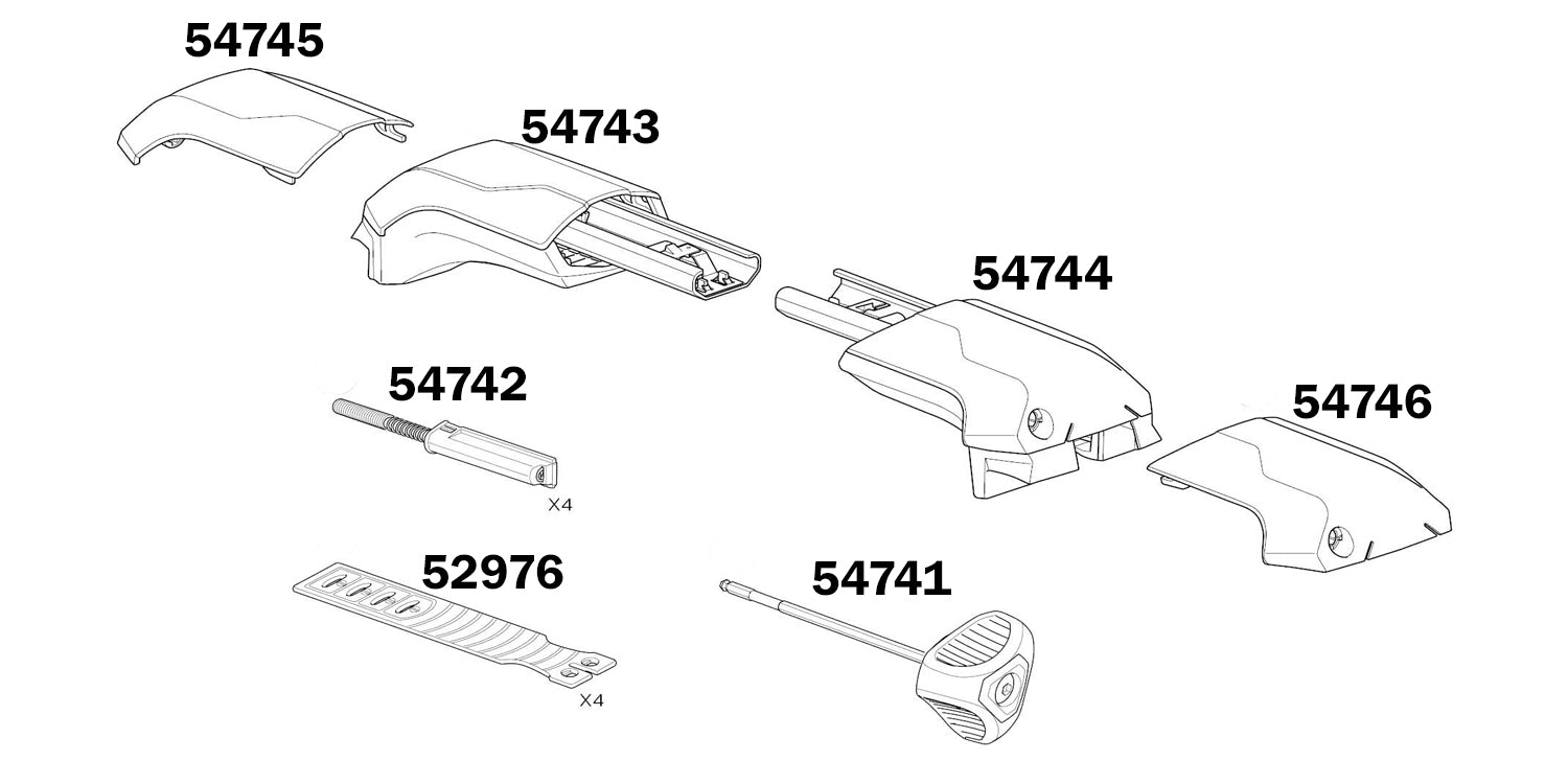 Thule 7204 Edge Raised Rail Spare Straps x 4 52976