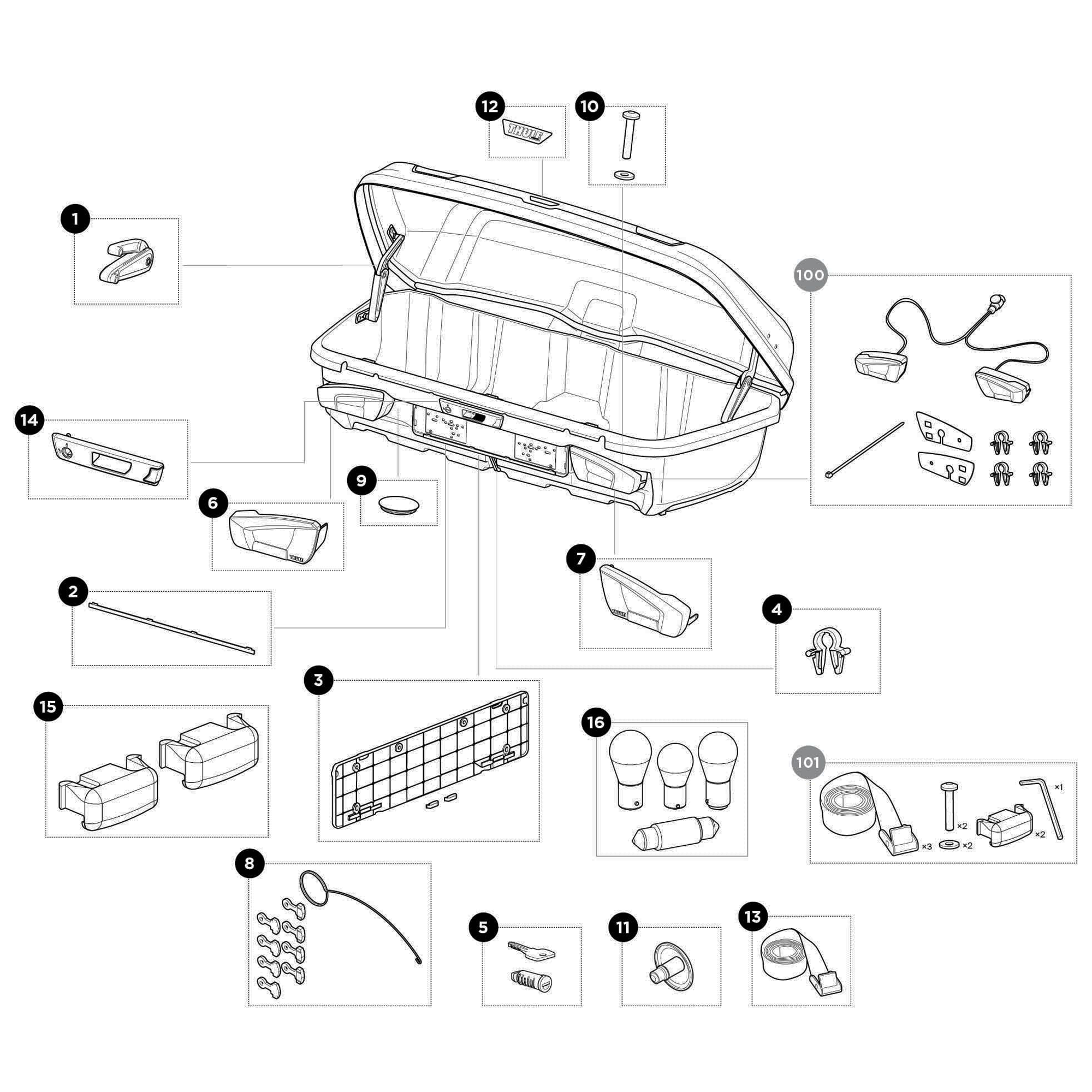 Thule Arcos L Spare Parts numbered spare-parts diagram