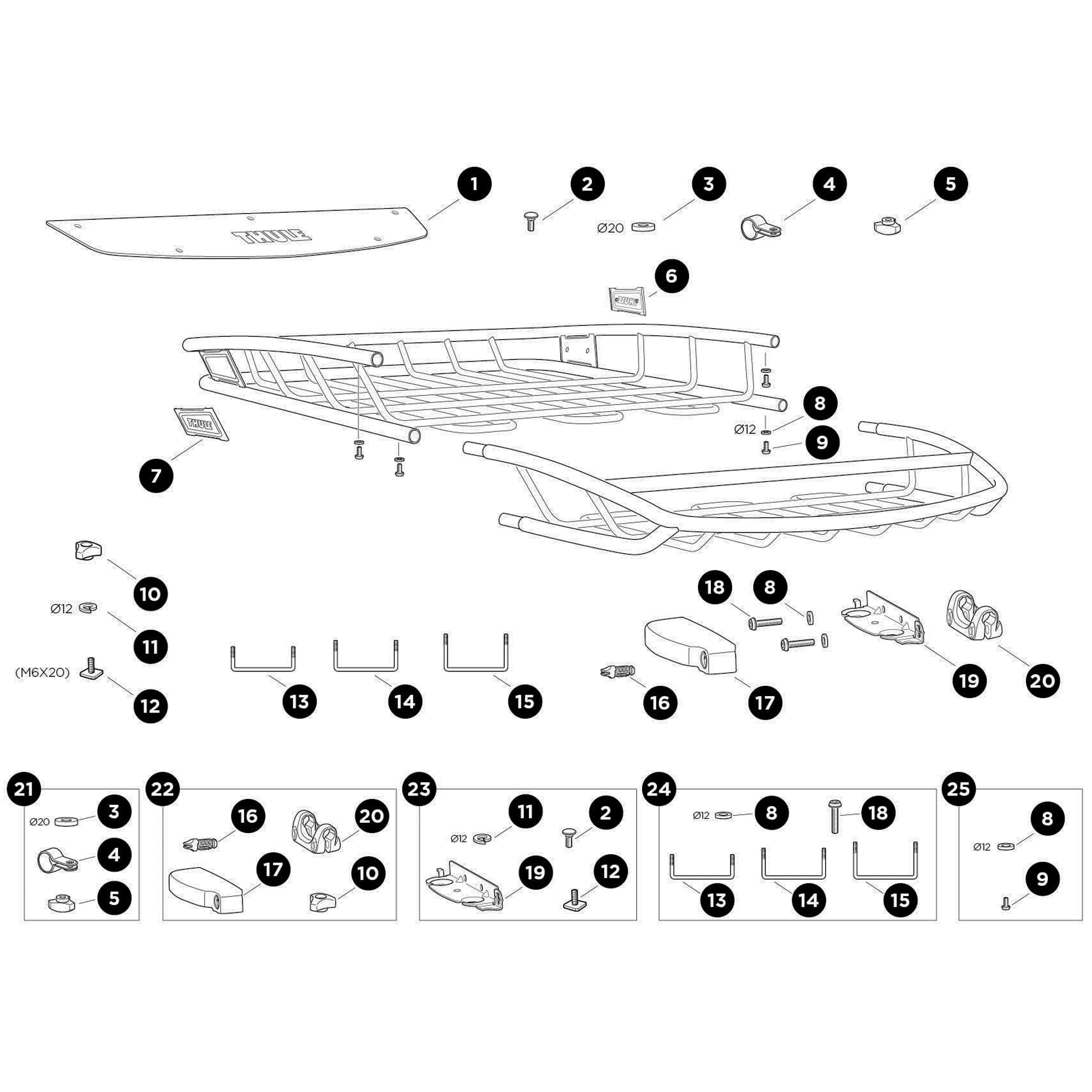 Thule Canyon XT Spare Parts numbered spare-parts diagram