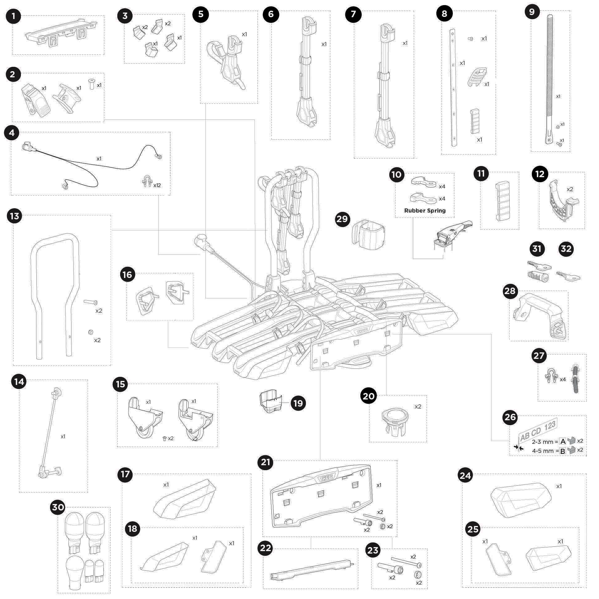 Thule EasyFold 3 9452 Spare Parts