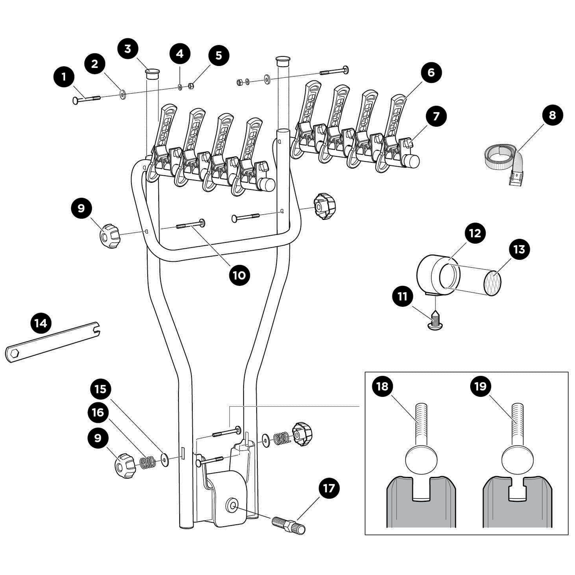 Thule HangOn 970805 Spare Parts numbered spare-parts diagram