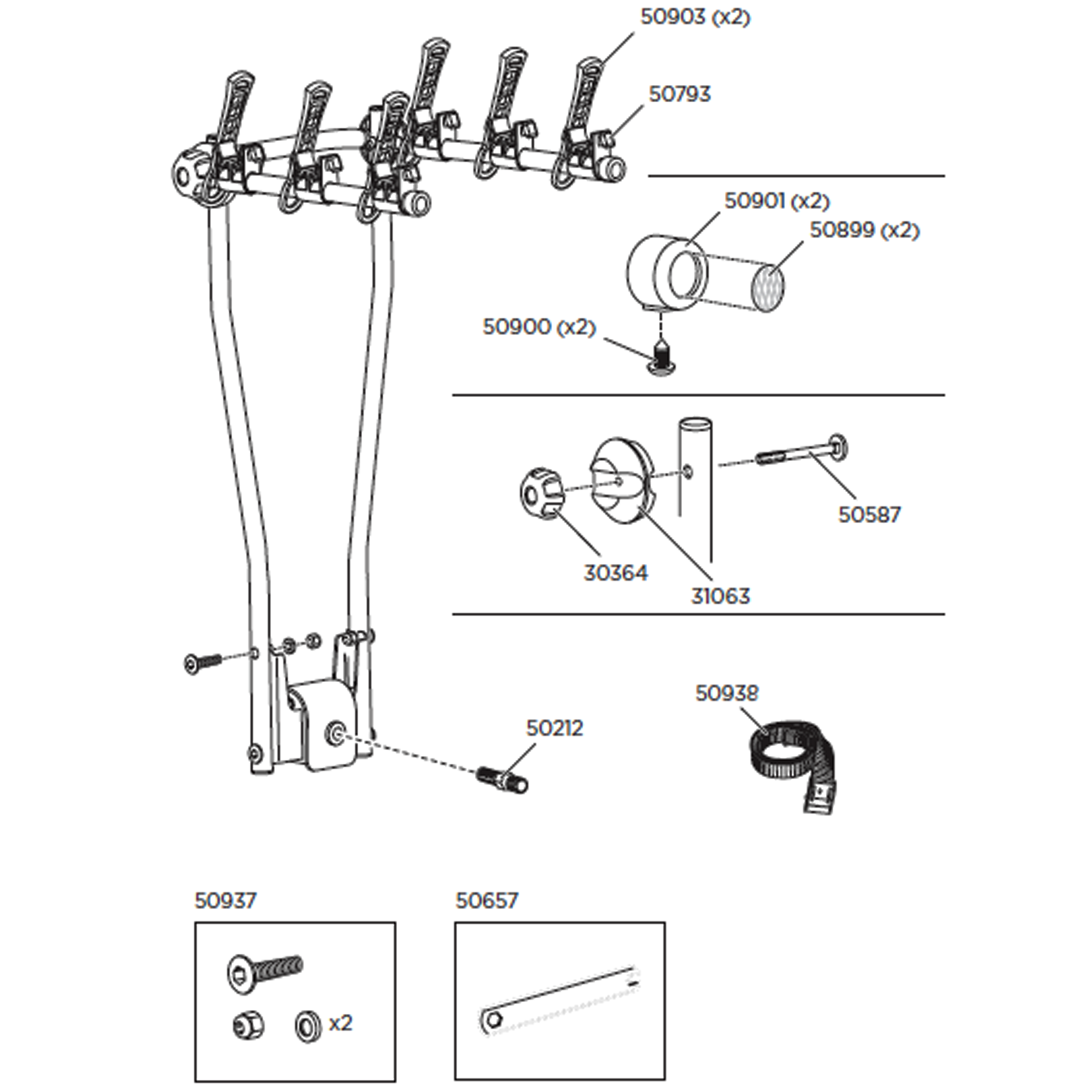 Thule HangOn 974 Spare Parts numbered spare-parts diagram