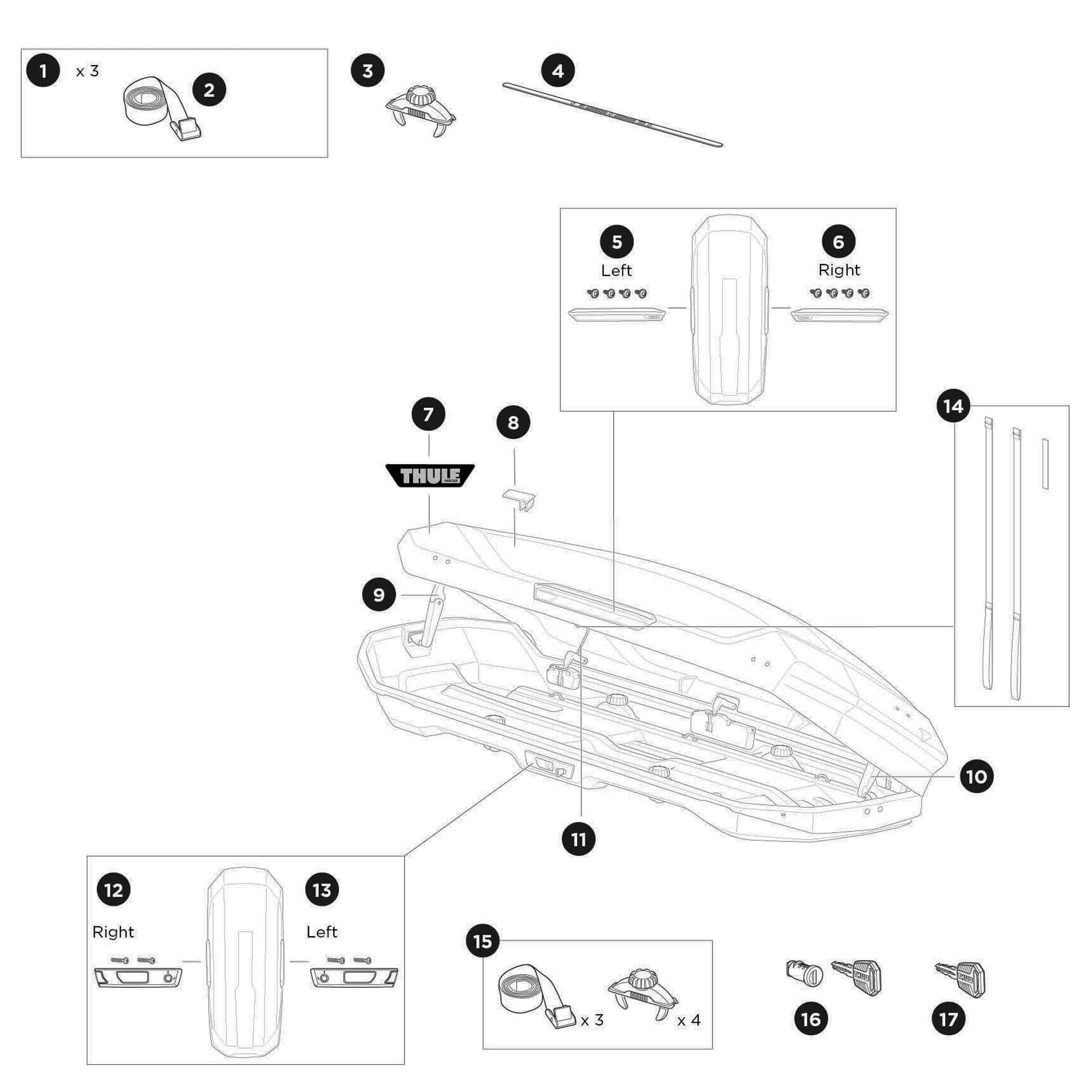 Thule Motion 3 L Roof Box Spare Parts