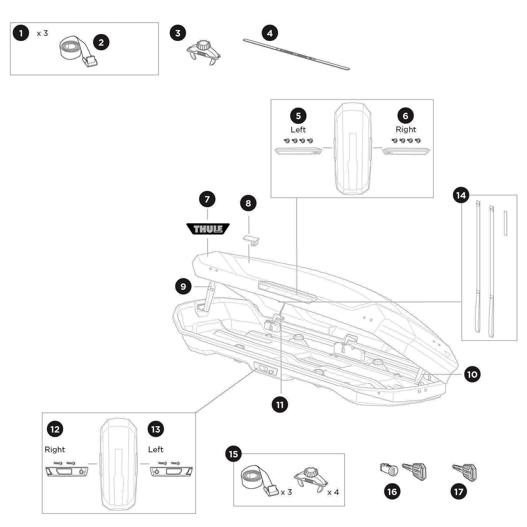 Thule Motion 3 XL Low Roof Box Spare Parts