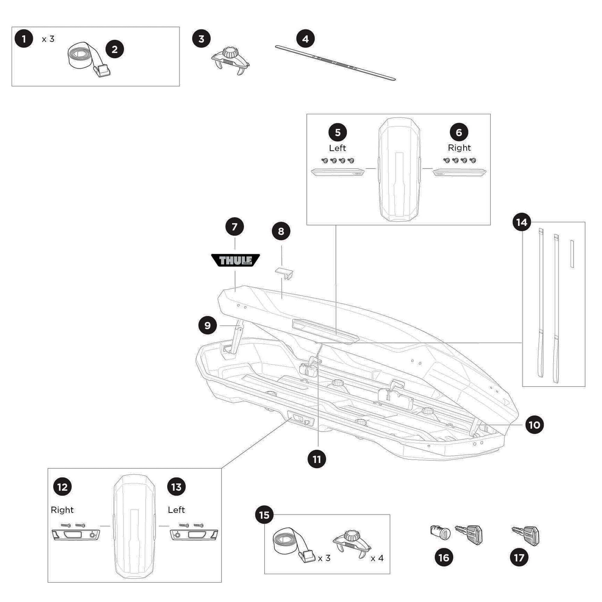 Thule Motion 3 XL Roof Box Spare Parts