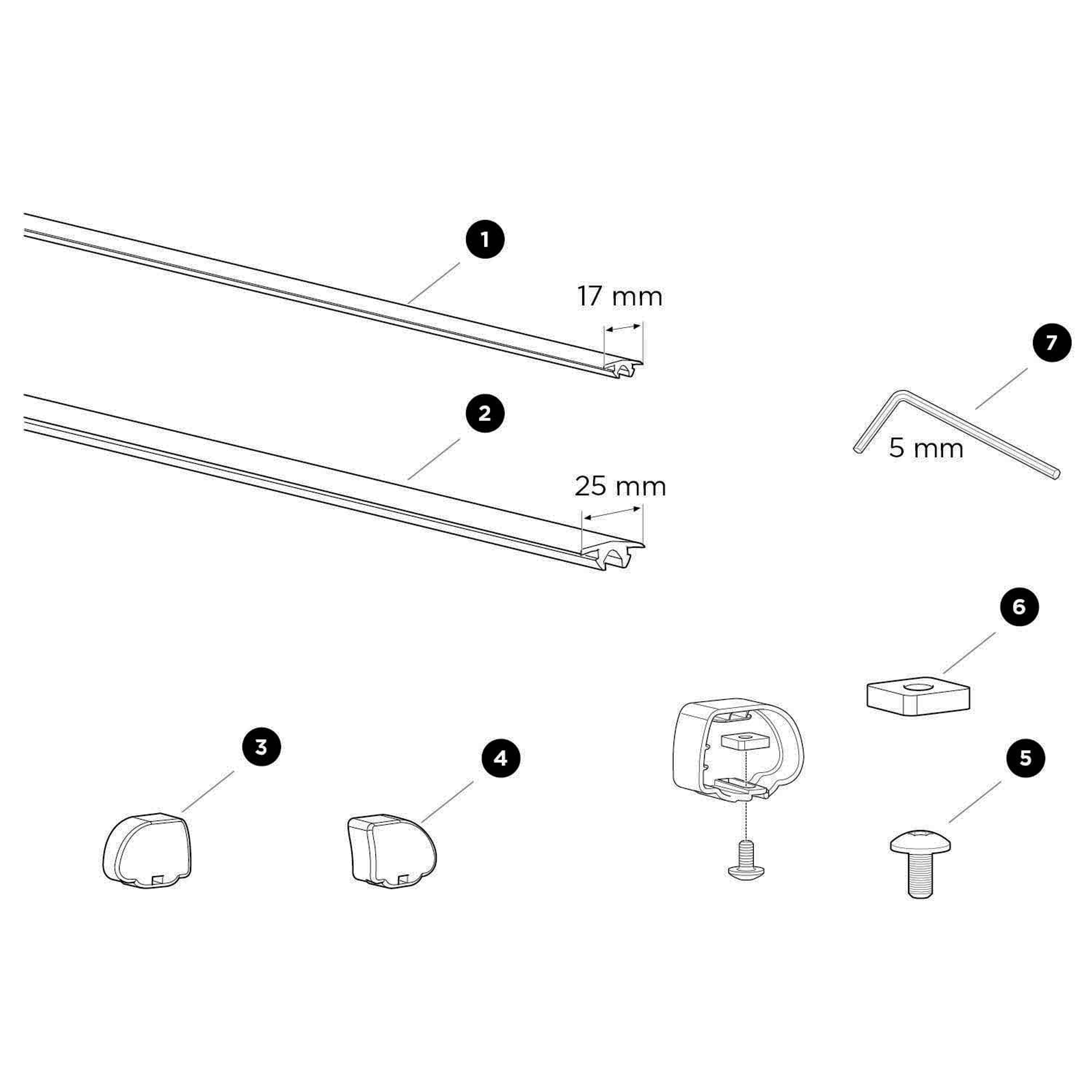 Thule ProBar Spare Parts numbered spare-parts diagram