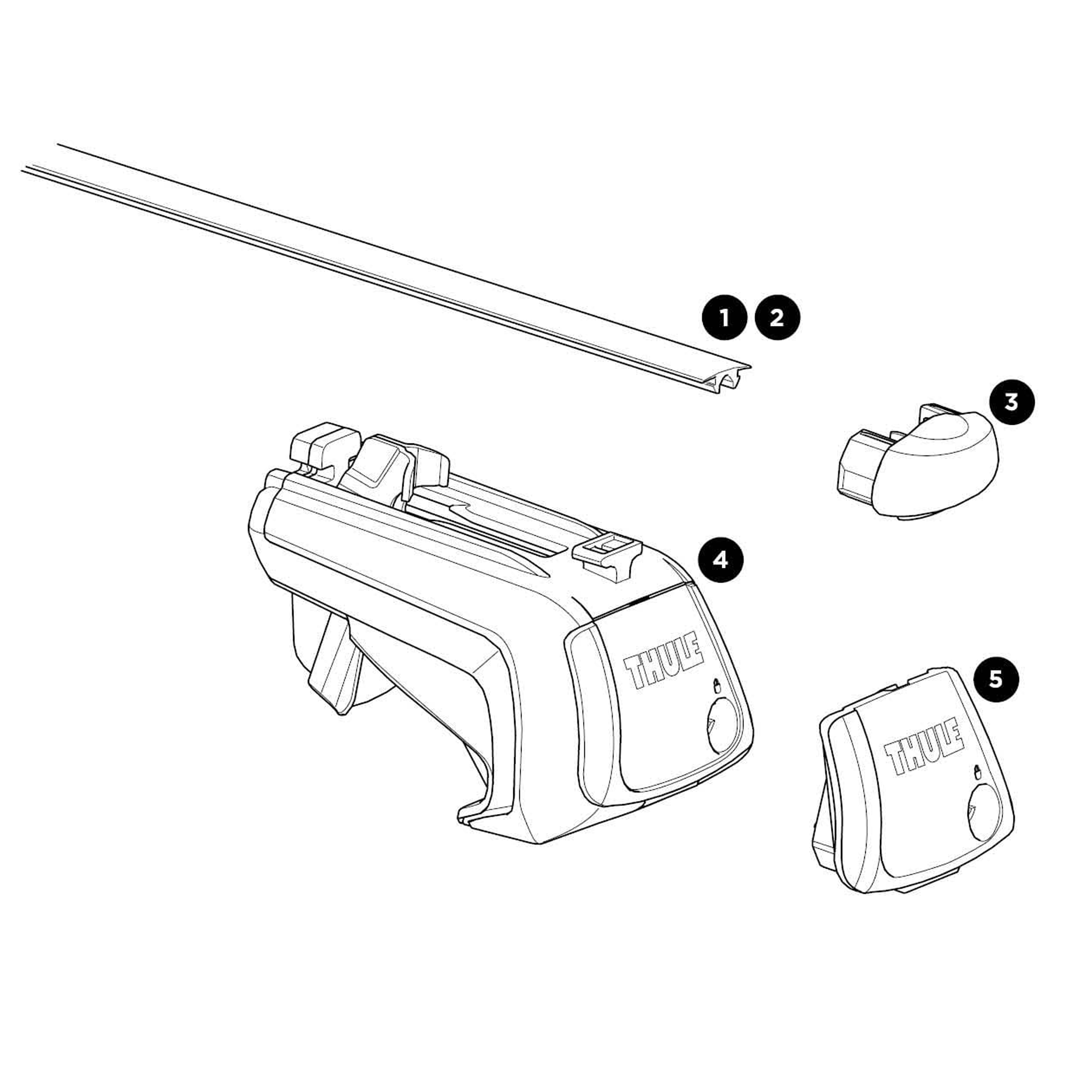 Thule SmartRack Aluminium Spare Parts numbered spare-parts diagram