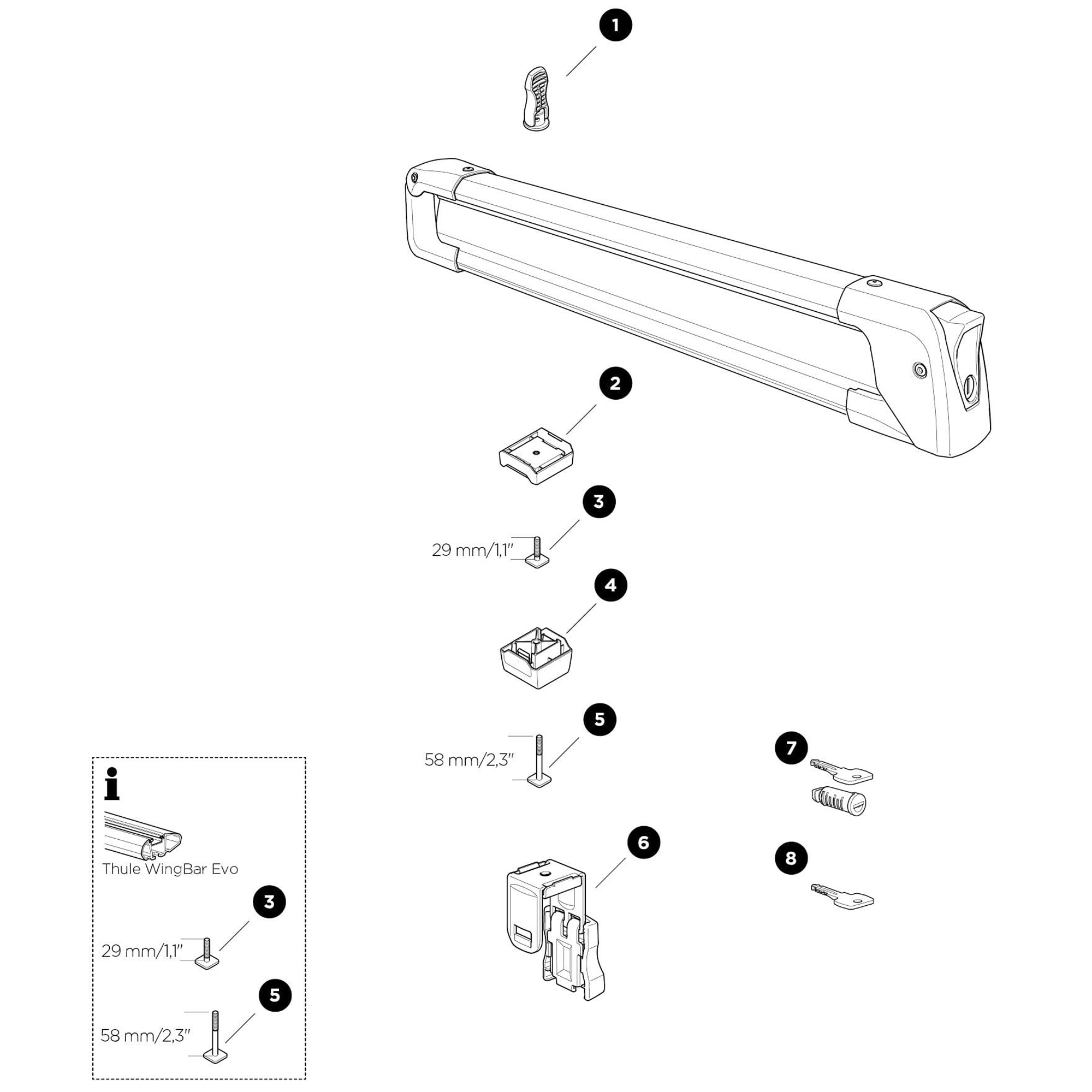 Thule SnowPack Spare Parts numbered spare-parts diagram