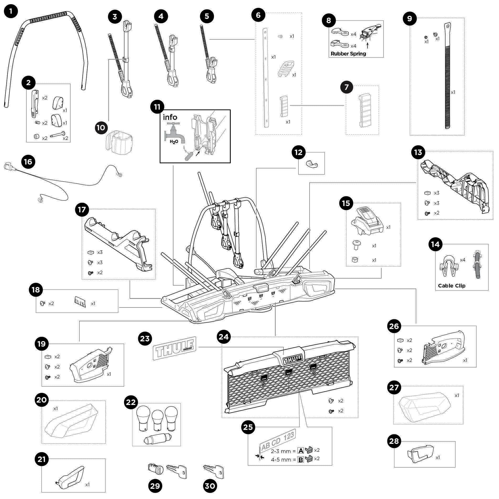 Thule VeloSpace 3 3 Bike RHD Spare Parts