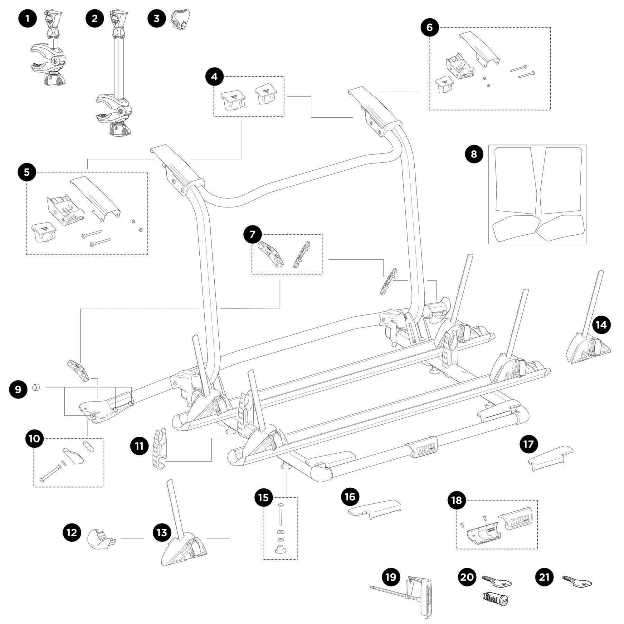 Thule WanderWay 911 Spare Parts numbered spare-parts diagram