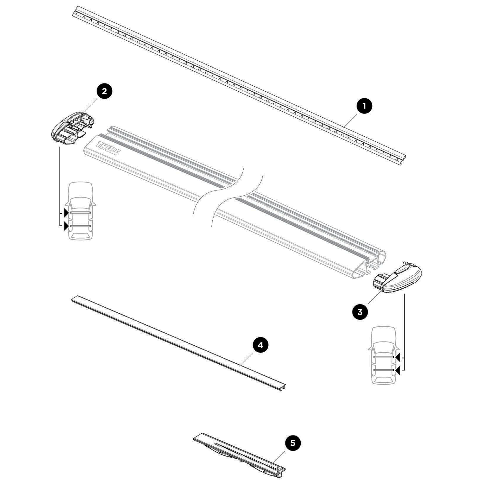 Thule WingBar Evo Spare Parts numbered spare-parts diagram
