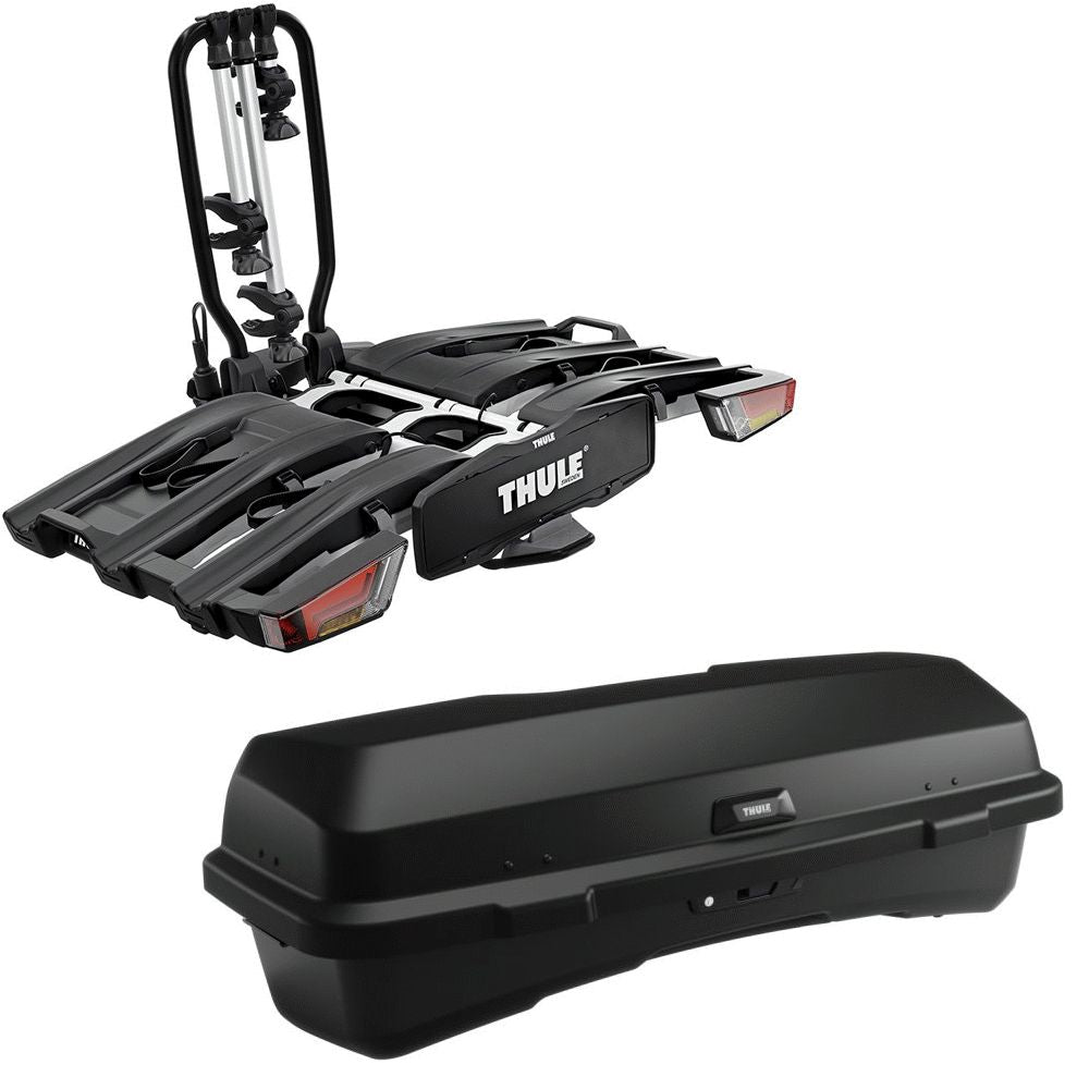 Thule EasyFold XT 934 3 Bike Cycle Carrier plus Thule Santu Tow Bar Cargo Carrier