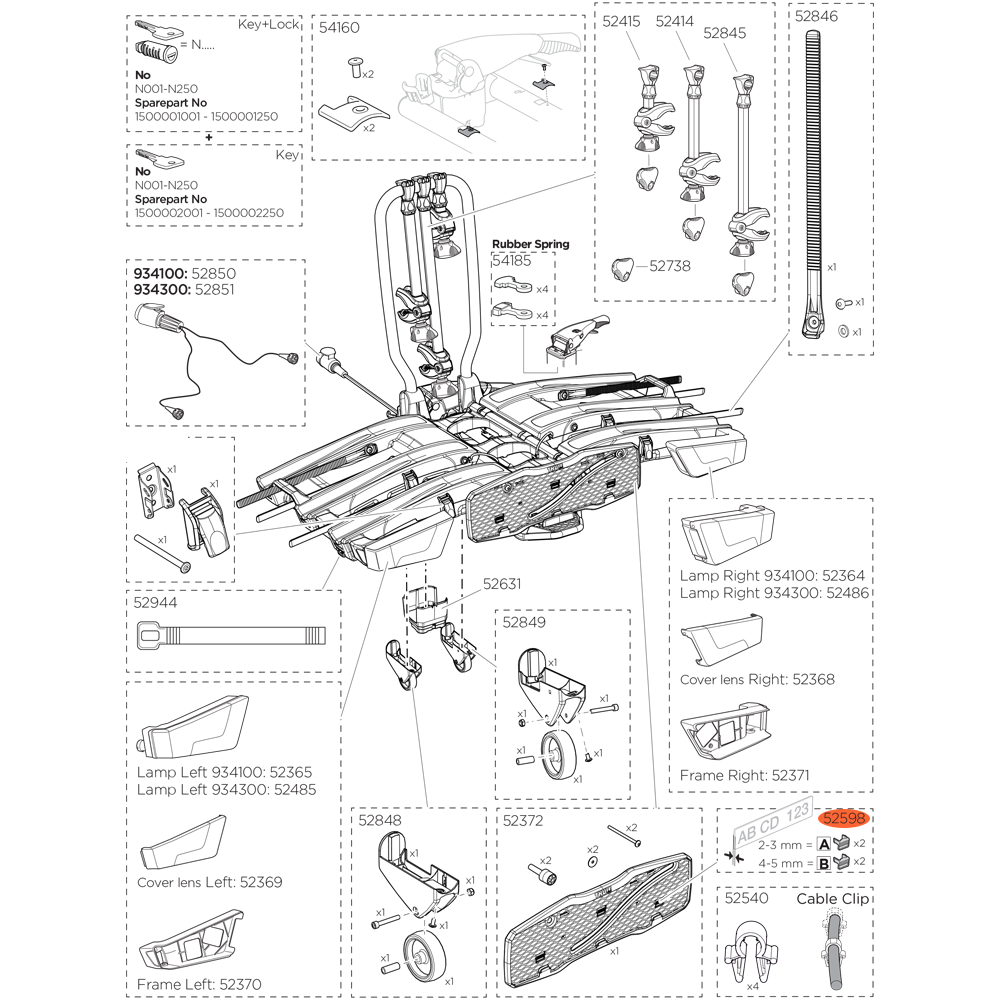 THULE EasyFold 934 Replacement Number Plate Holding Clips (52598)