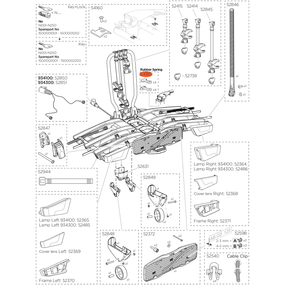 THULE EasyFold 934 Rubber Spring Kit (54185)