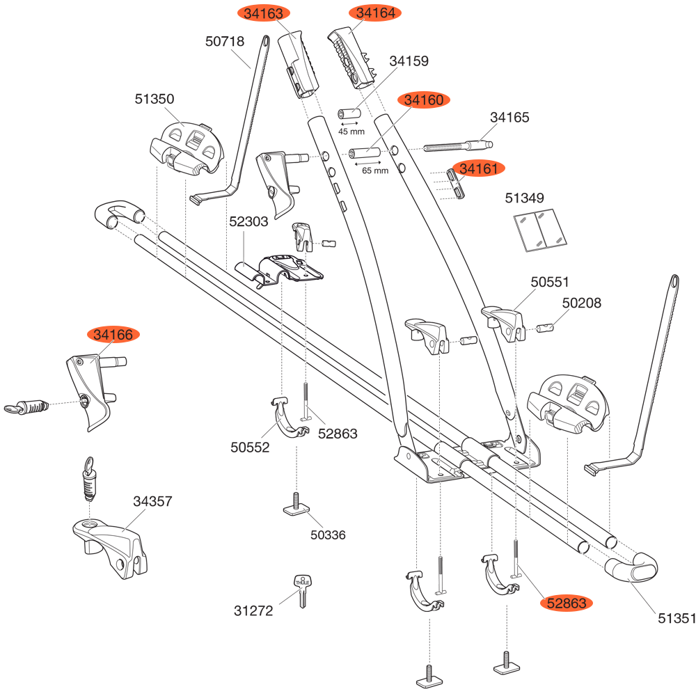 THULE FreeRide 532 Clamp Repair Kit (52861)