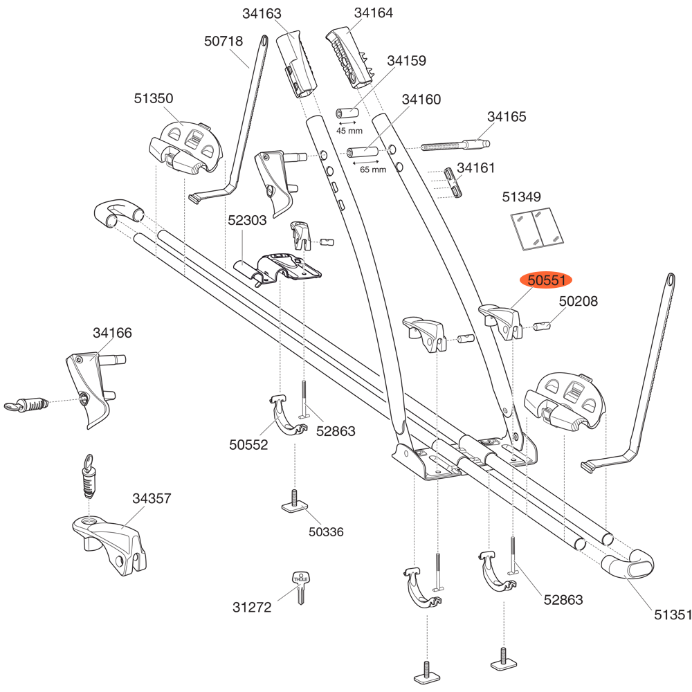 THULE FreeRide 532 Rear Plate Lever 50551