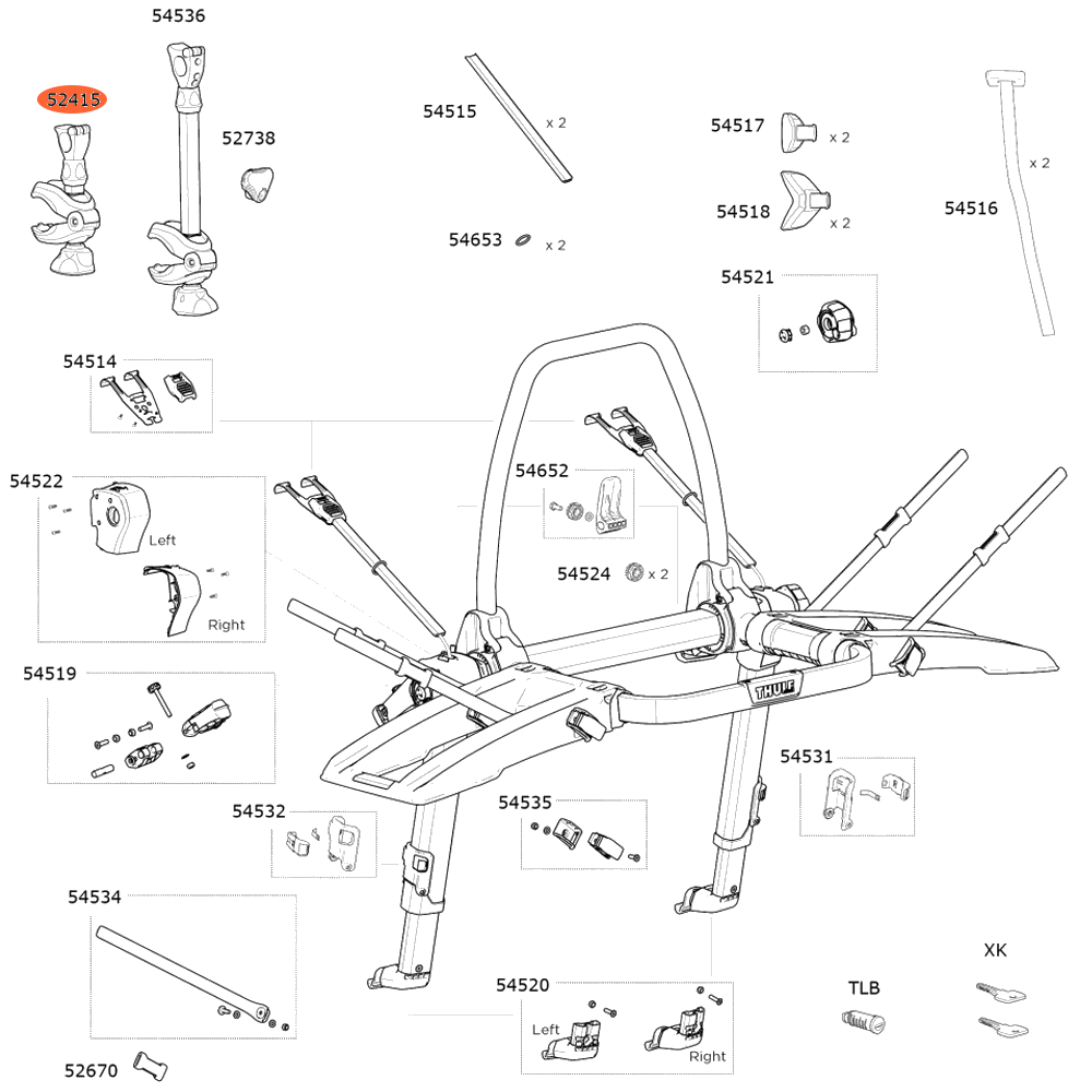 THULE OutWay 993 Bike Arm Short 122mm w o Lock 52415