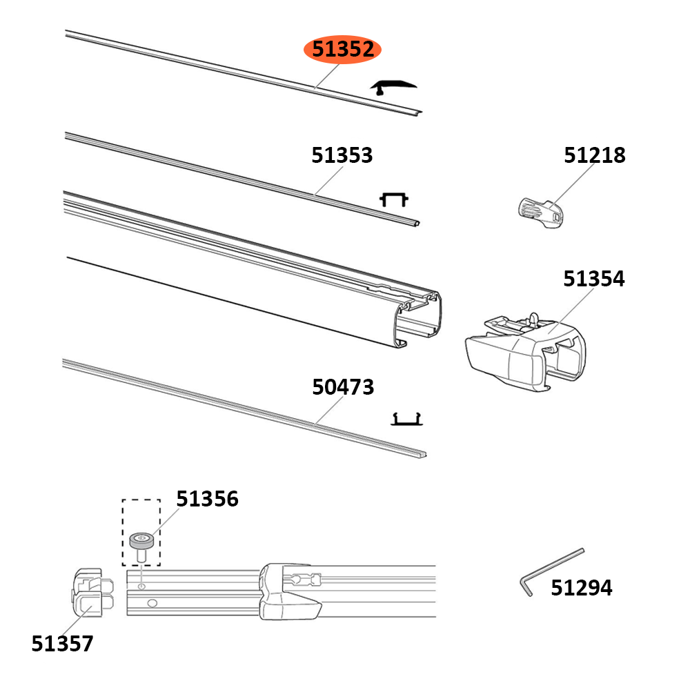 THULE SlideBar Cover Strip 1550mm (51352)