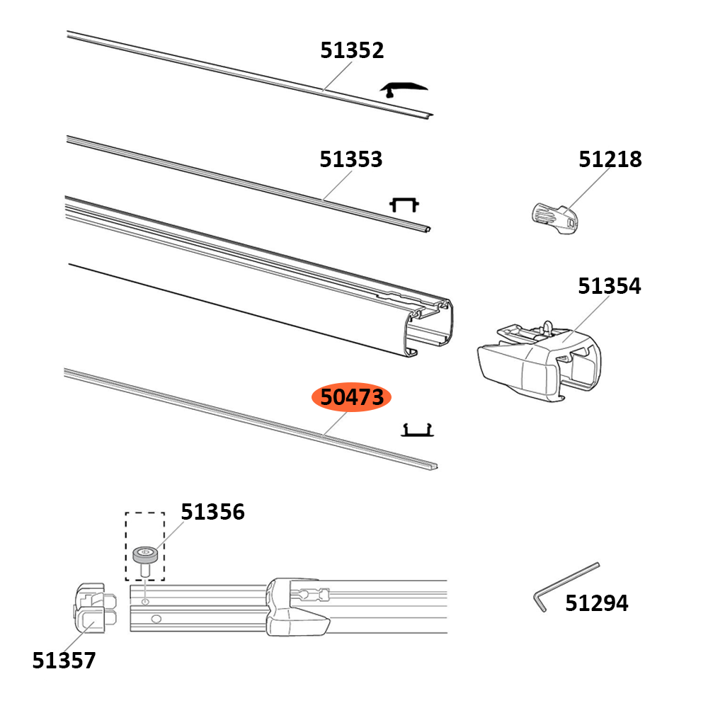 THULE SlideBar Cover Strip t-slot 1190mm (50473)