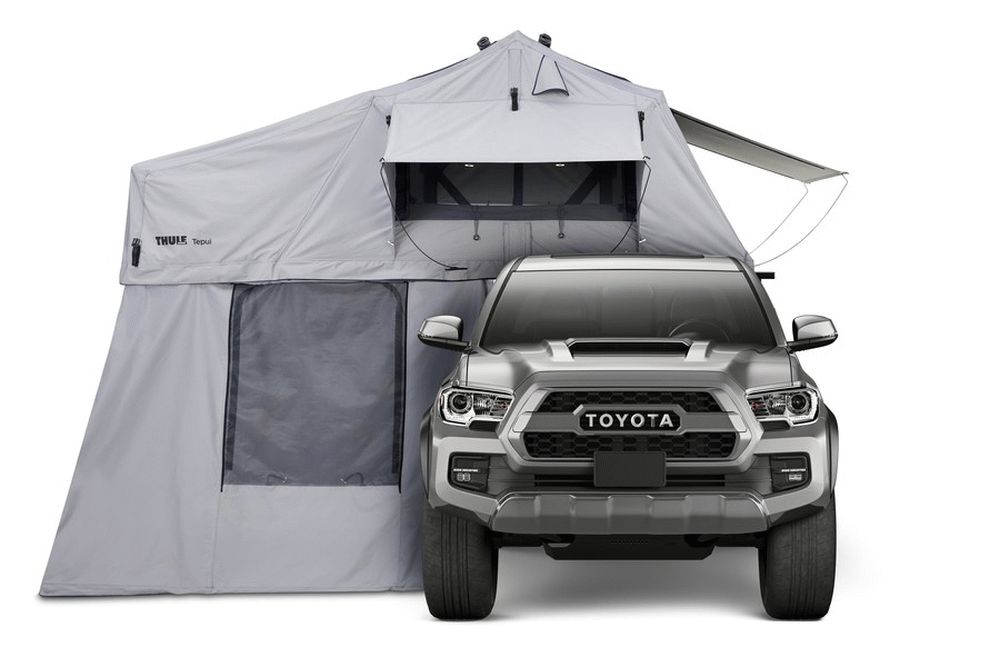 Thule Tepui Explorer Autana 4 Rooftop Tent Haze Grey Front View Assembled