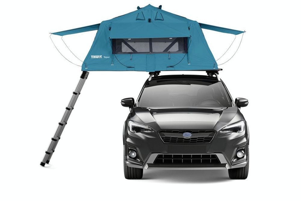 Thule Tepui Explorer Ayer 2 Rooftop Tent Blue Front View with Ladder