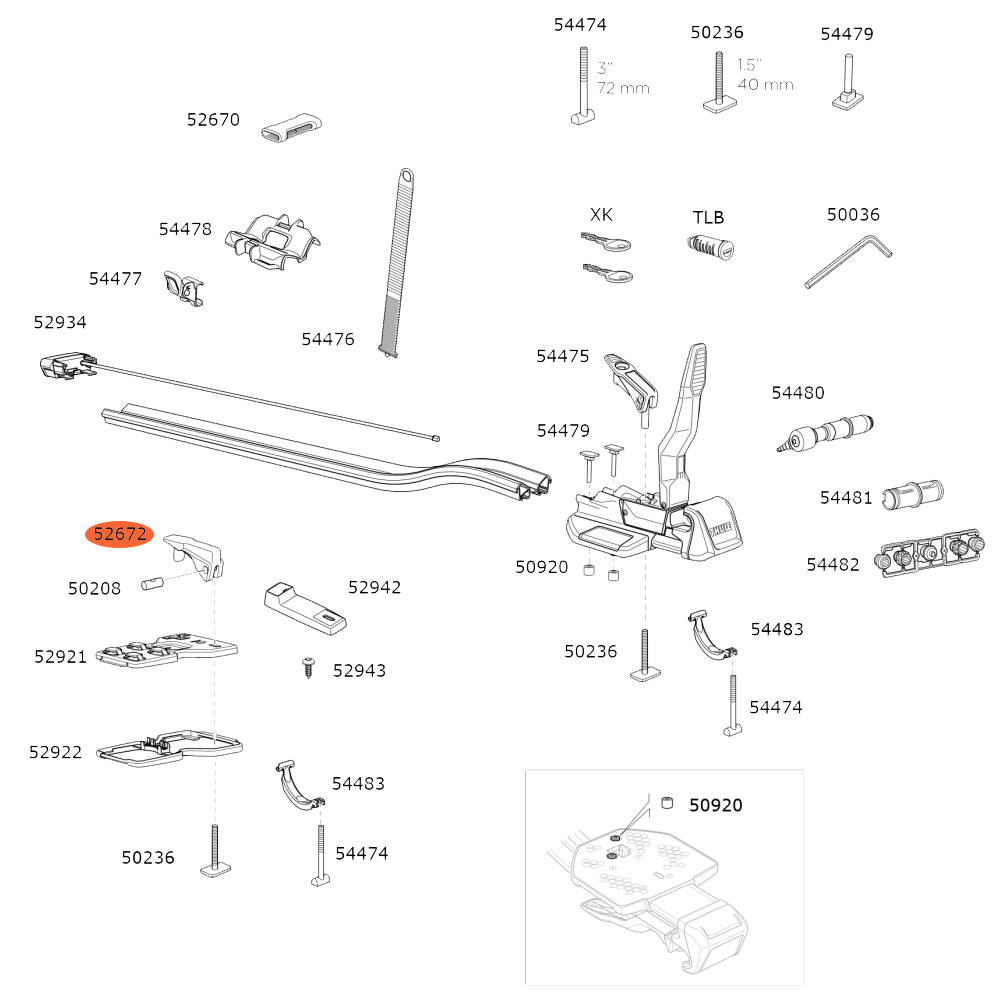 THULE TopRide 568 Non Locking Lever (52672)