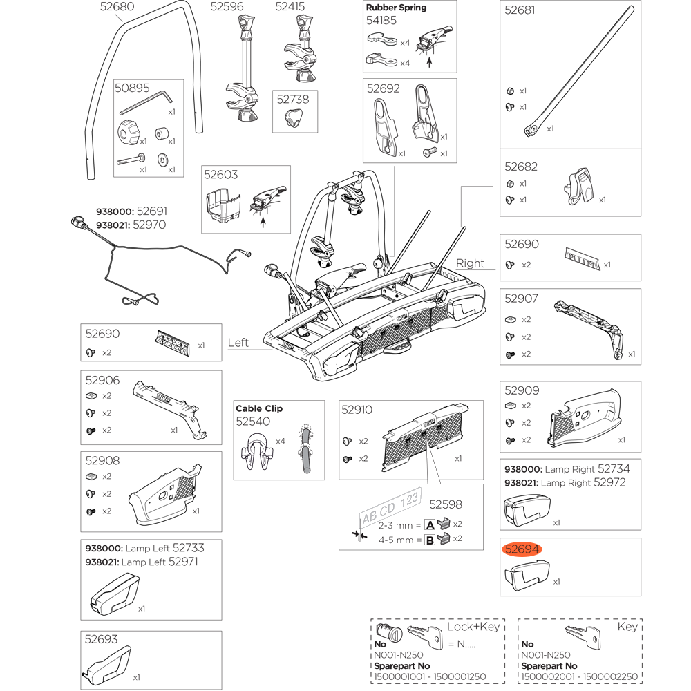 THULE VeloSpace XT 938 MtgBag Lampcover R 54655