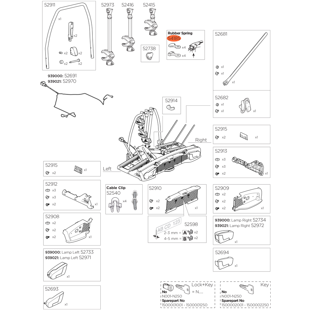 THULE VeloSpace XT 939 Rubber Spring Kit 54185