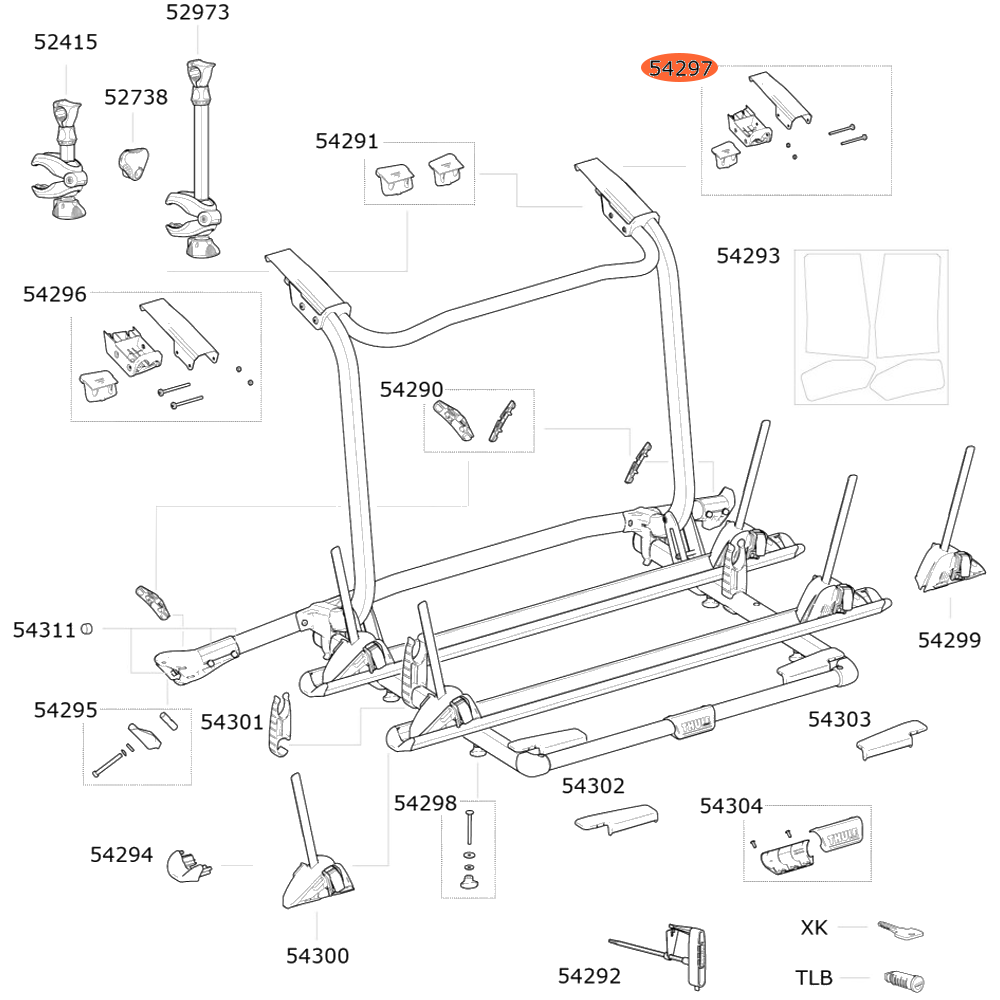 THULE WanderWay 911 Upper Foot Complete Right (54297)